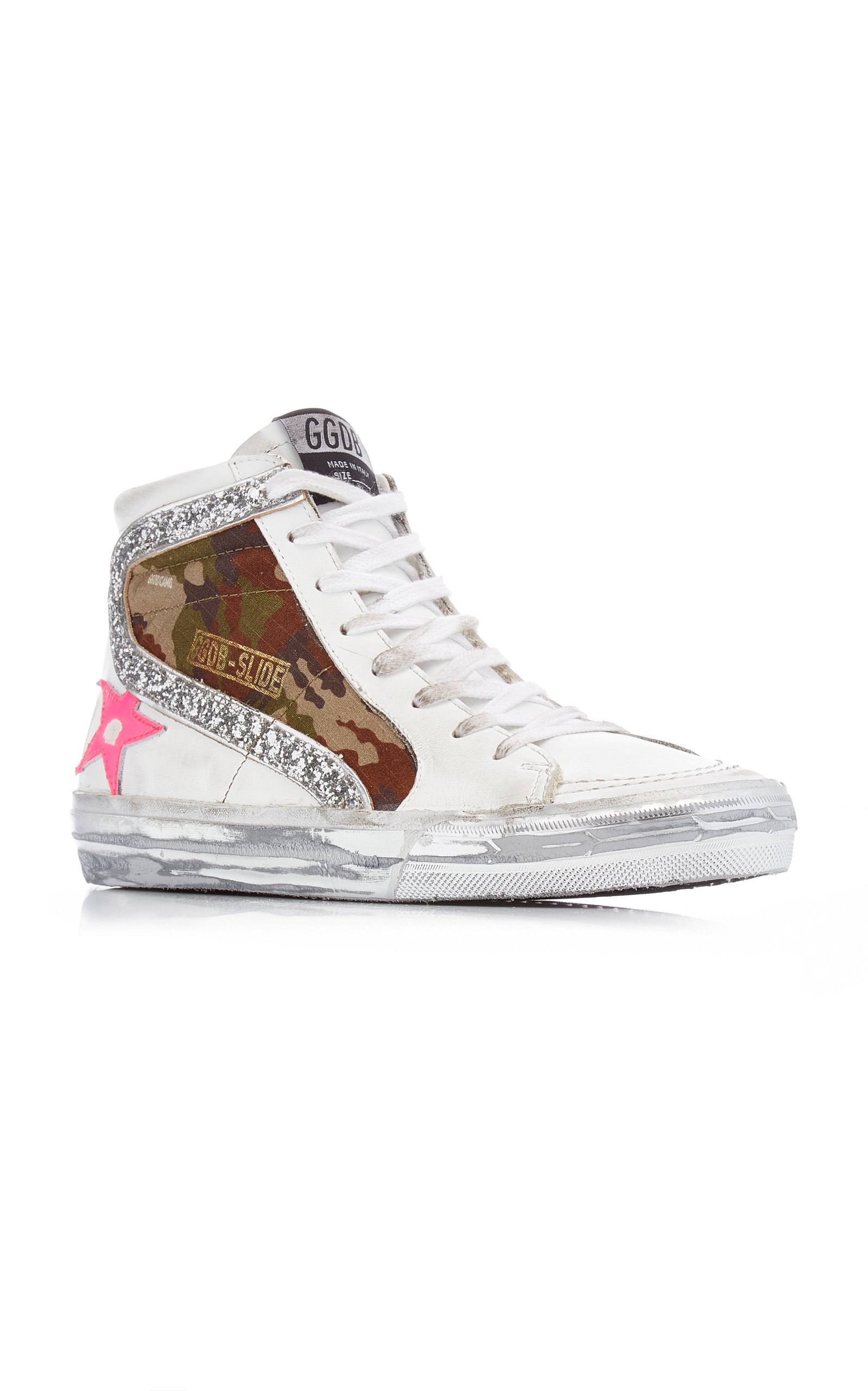 Slide Camo Suede and Leather Sneakers white - 6