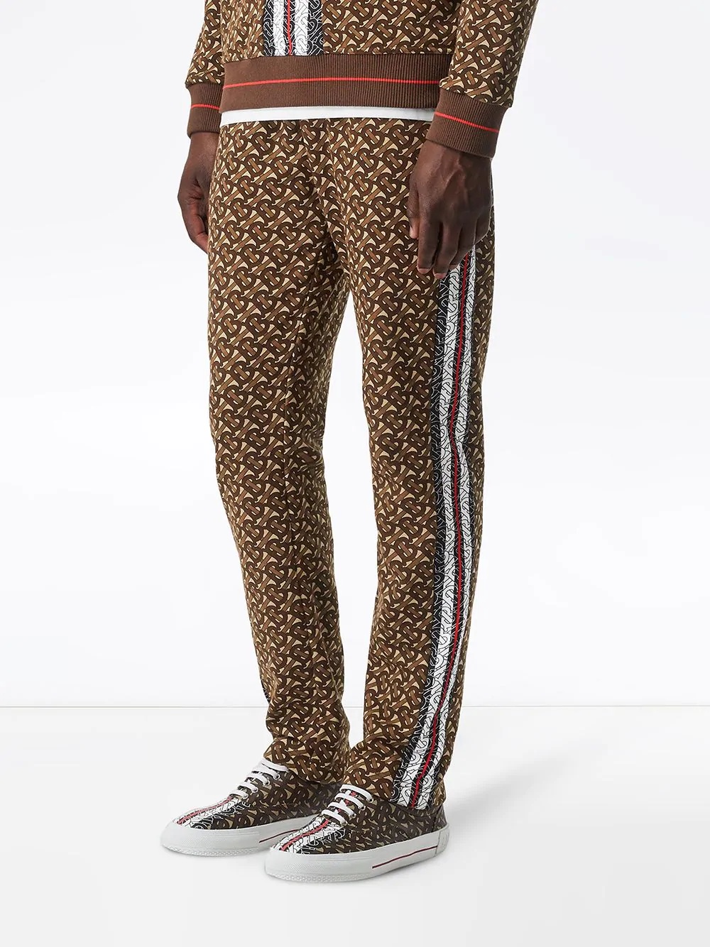 Monogram Stripe Print Cotton Trackpants - 3