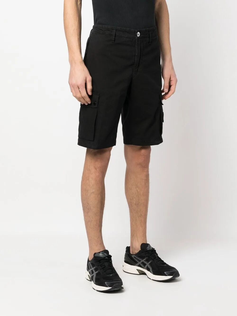 Stone Island Men Old Effect Cotton Cargo Bermuda Shorts - 3