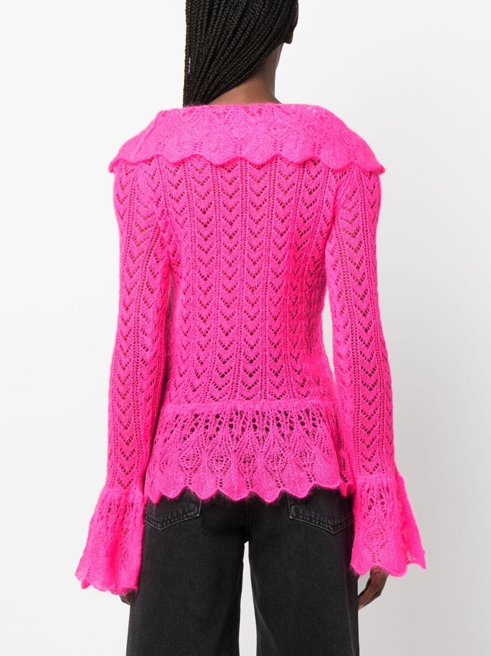 crochet-knit long-sleeve cardigan - 4