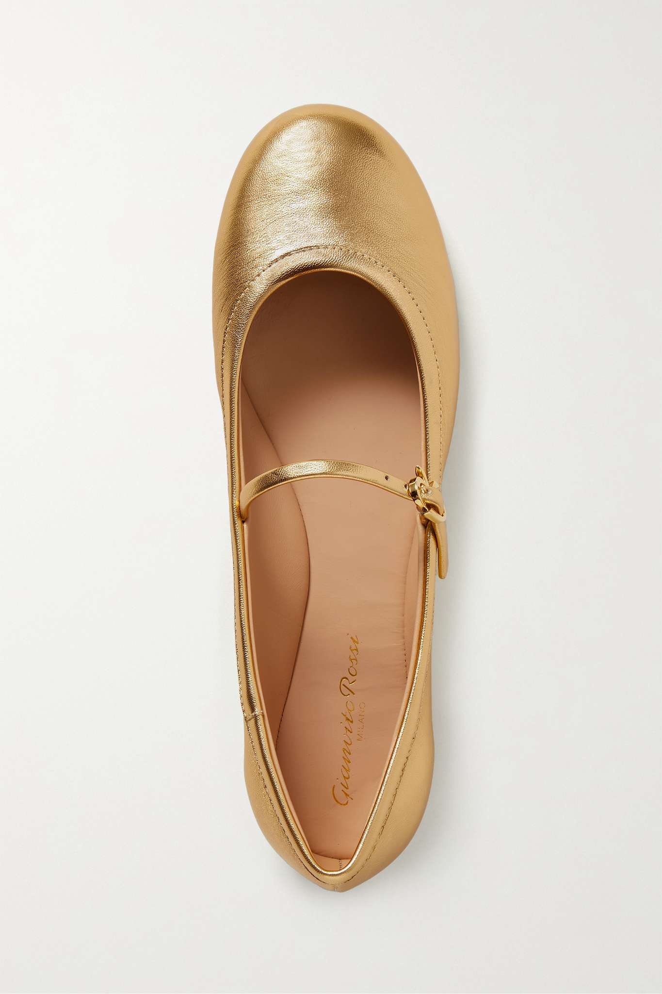 Gianvito Rossi Carla metallic leather Mary Jane flats | REVERSIBLE