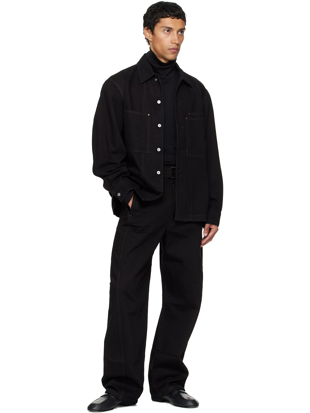 Black Workwear Denim Overshirt - 4