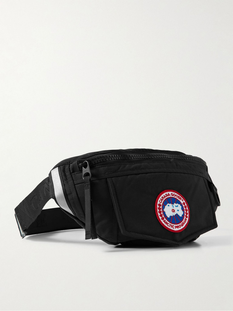 Logo-Appliquéd Webbing-Trimmed Shell Belt Bag Black 1