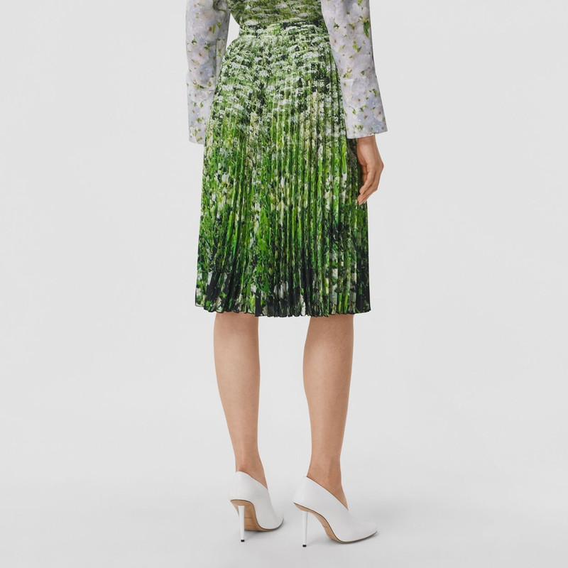 Meadow Print Crepe De Chine Pleated Skirt 4