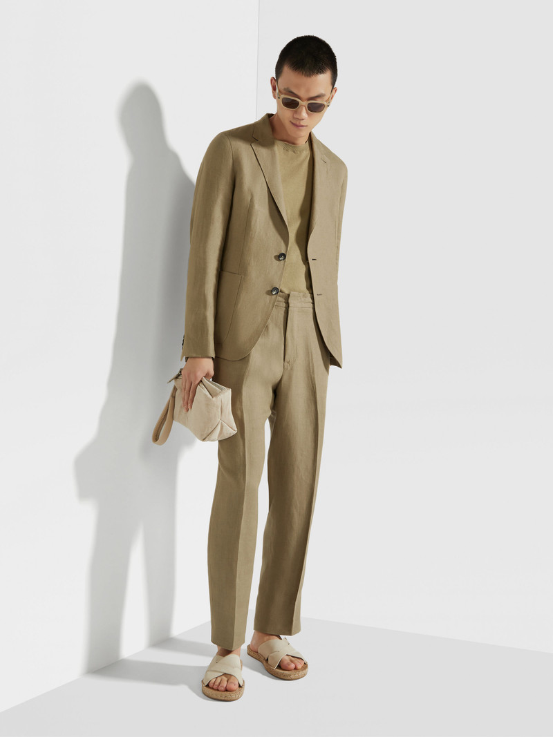 ZEGNA OLIVE GREEN OASI LINO SHIRT JACKET outlook