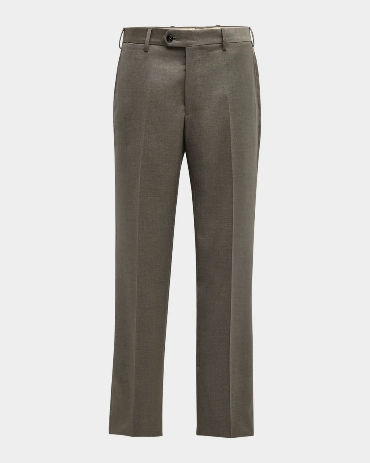 Men's Flat-Front Wool Trousers - 1