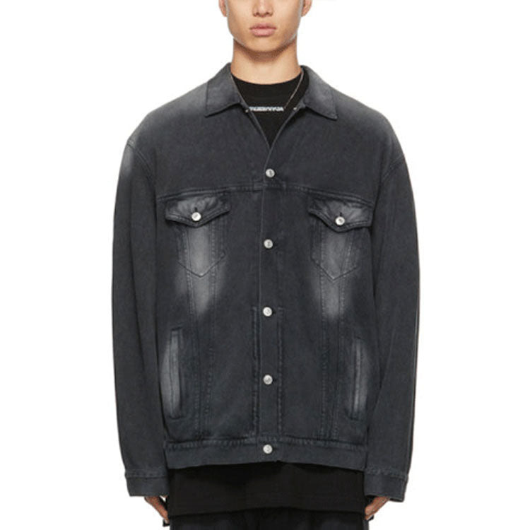 Balenciaga Washed Denim Jacket Large Fit 'Black' 662772TKVG51000 - 2
