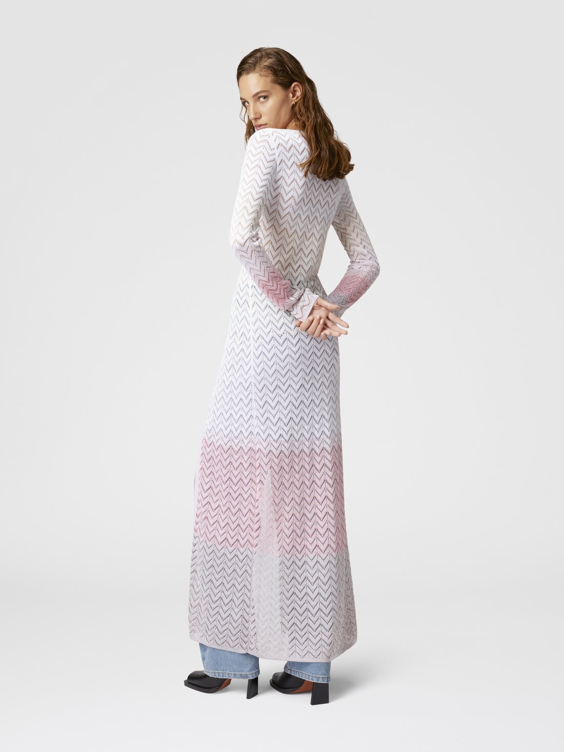 Long cardigan in gradient chevron viscose - 3