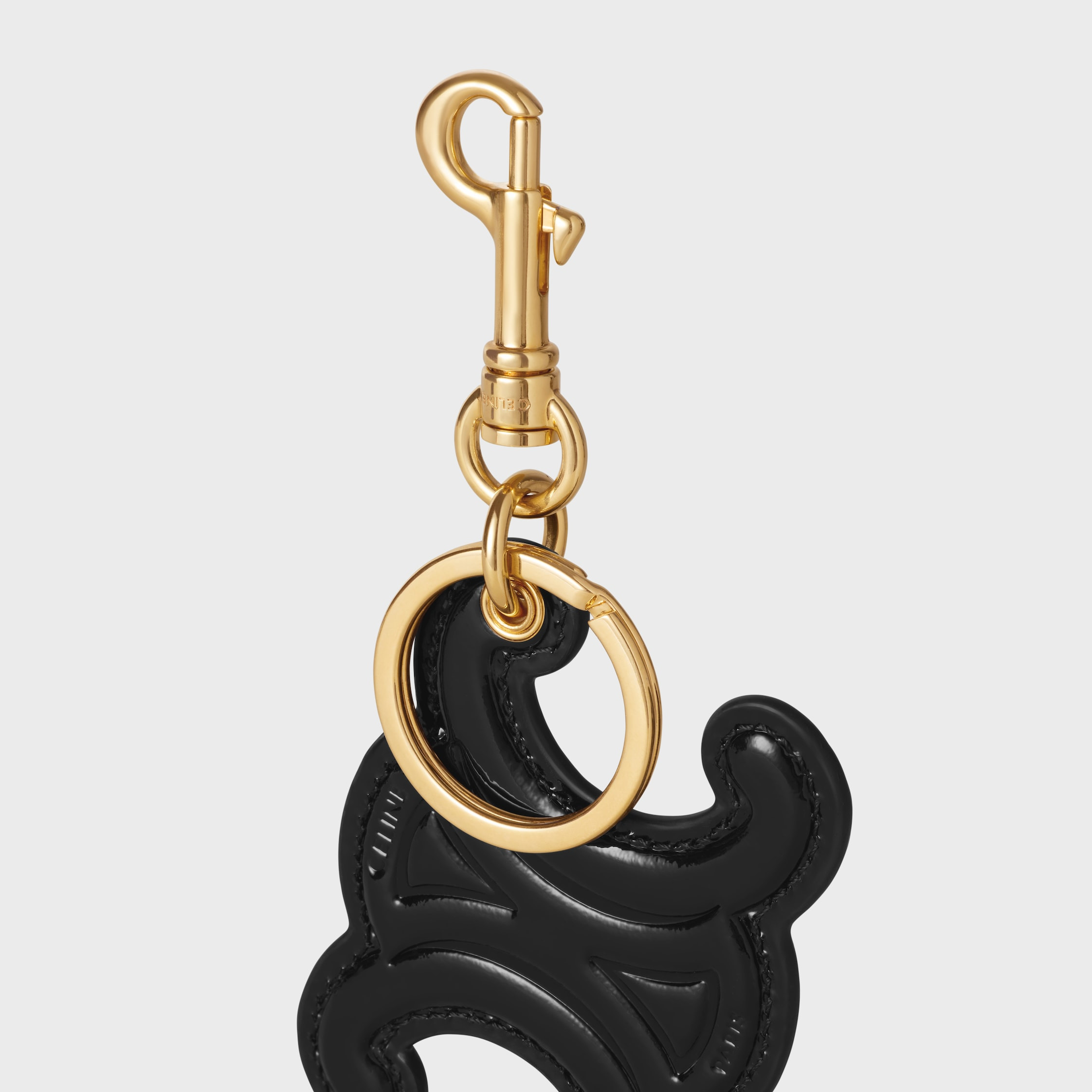 KEYRING TRIOMPHE CHARM in PATENT CALFSKIN with GOLD FINISHING - 4