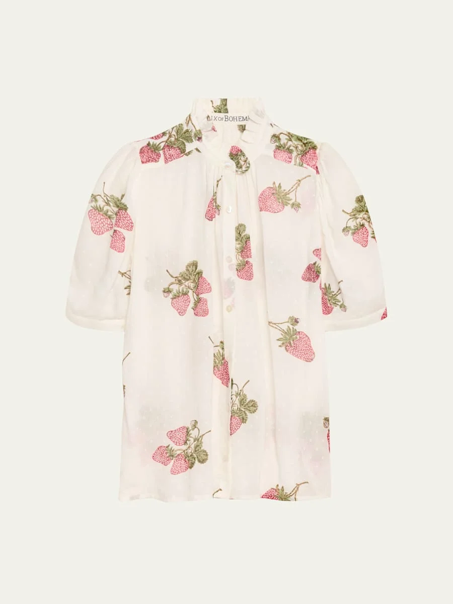 Winnie Short-Sleeve Strawberry Blouse - 1