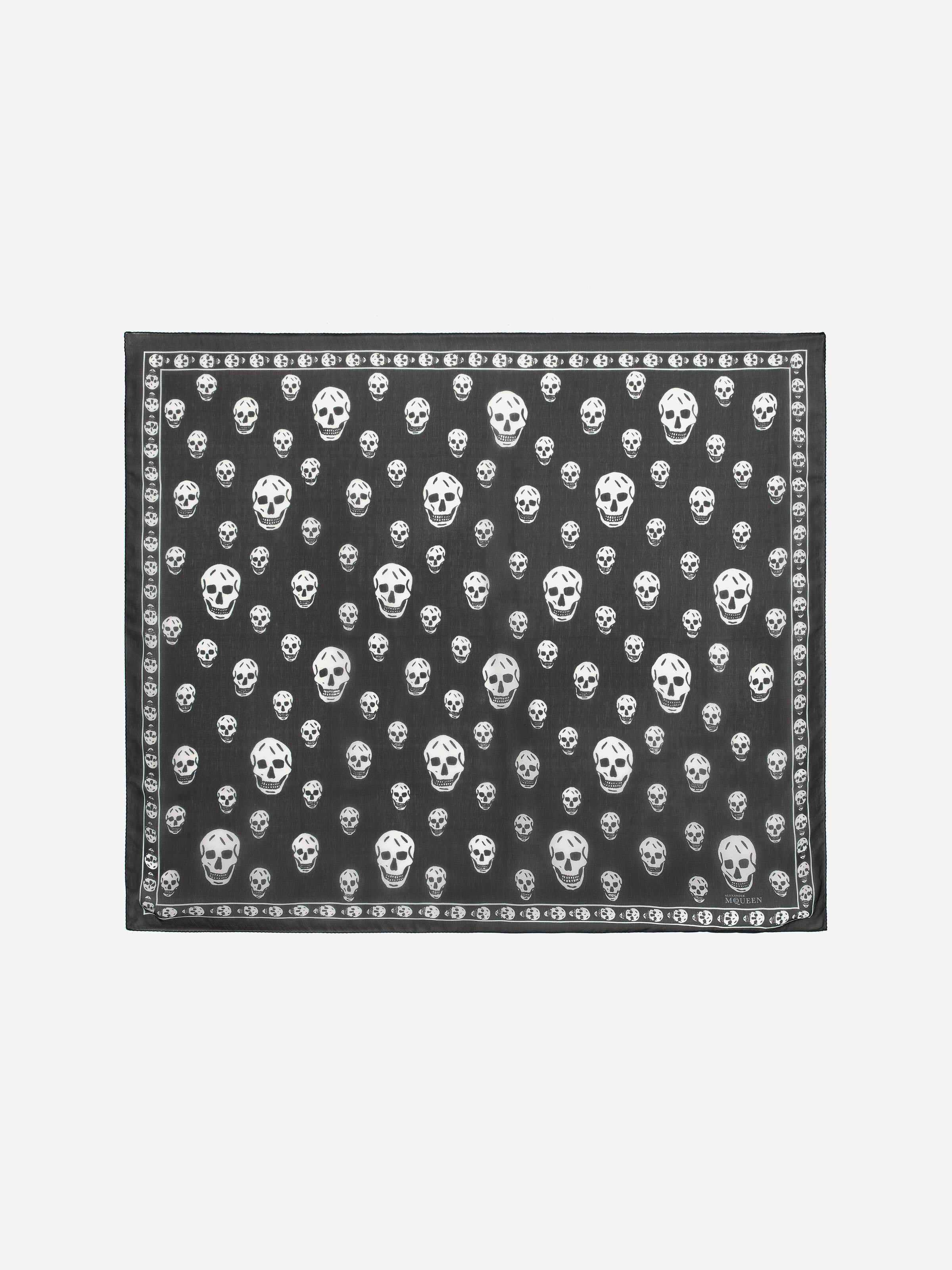 Women's Classic Silk Skull Scarf in Black - 2