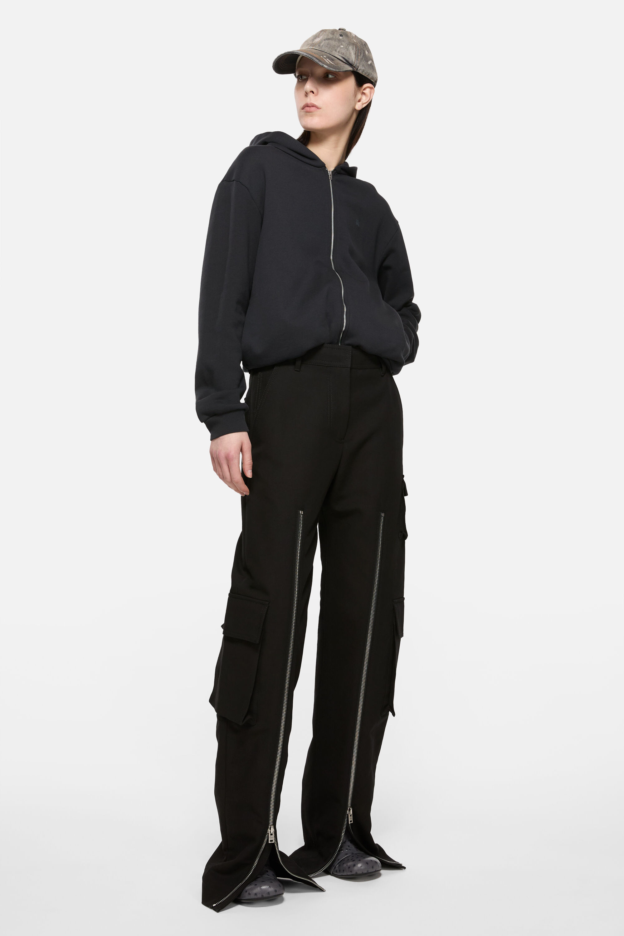Layered satin trousers - Black - 2