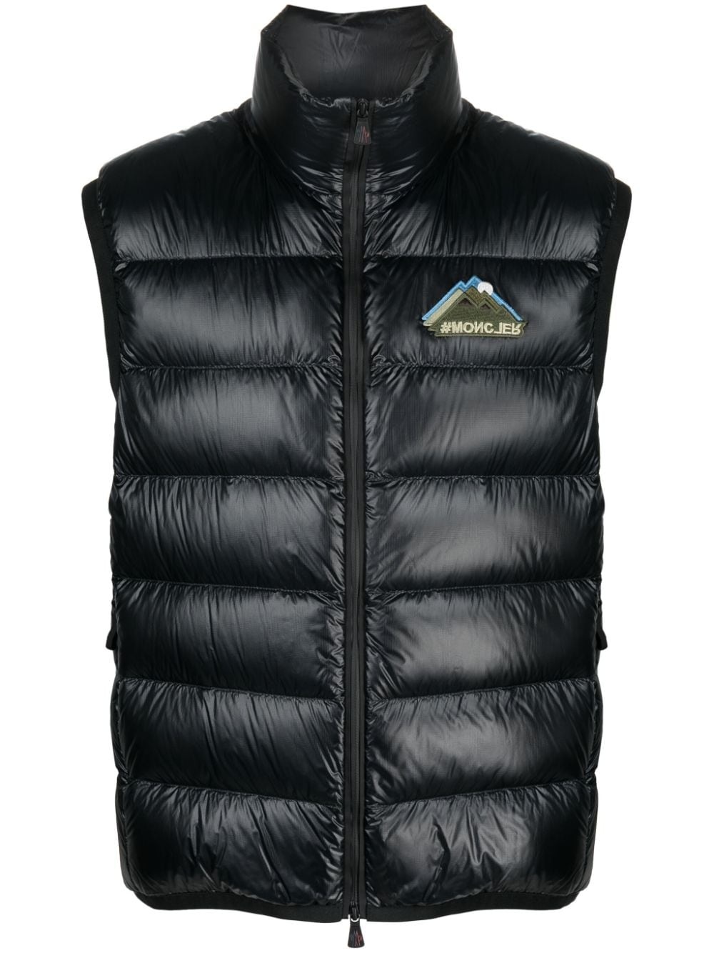 logo-patch jersey-down gilet - 1