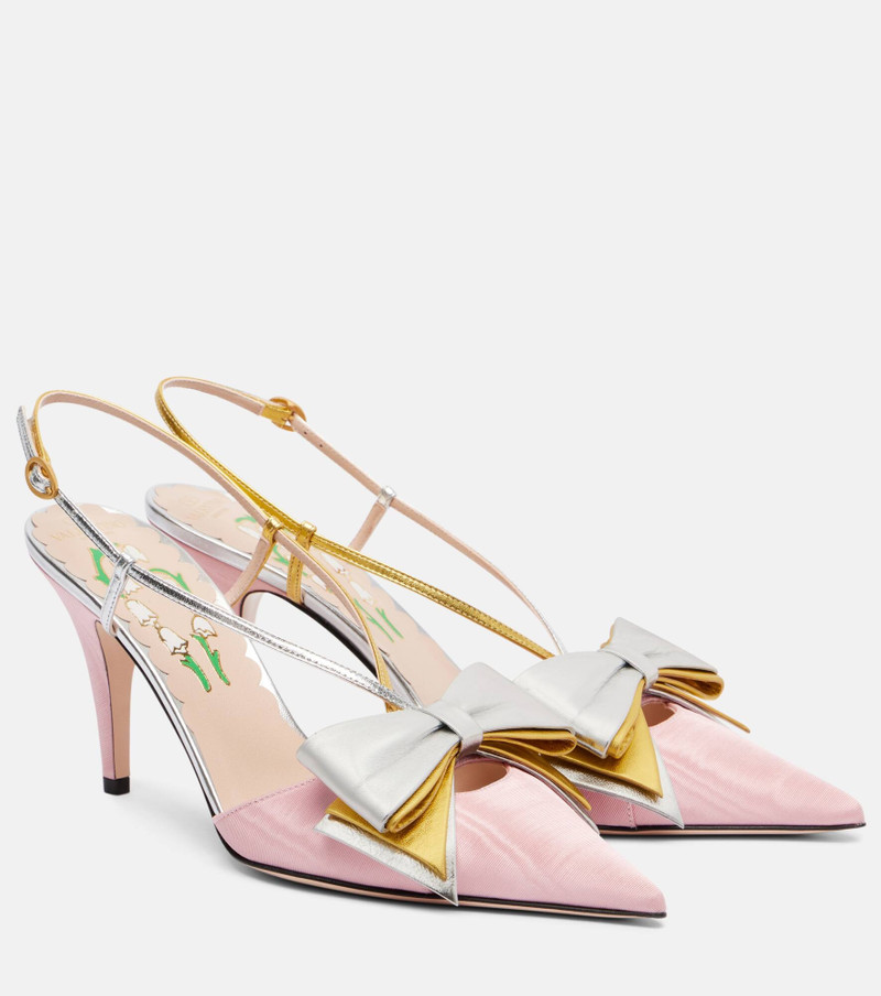 Bowow 85 moiré and leather slingback pumps 1