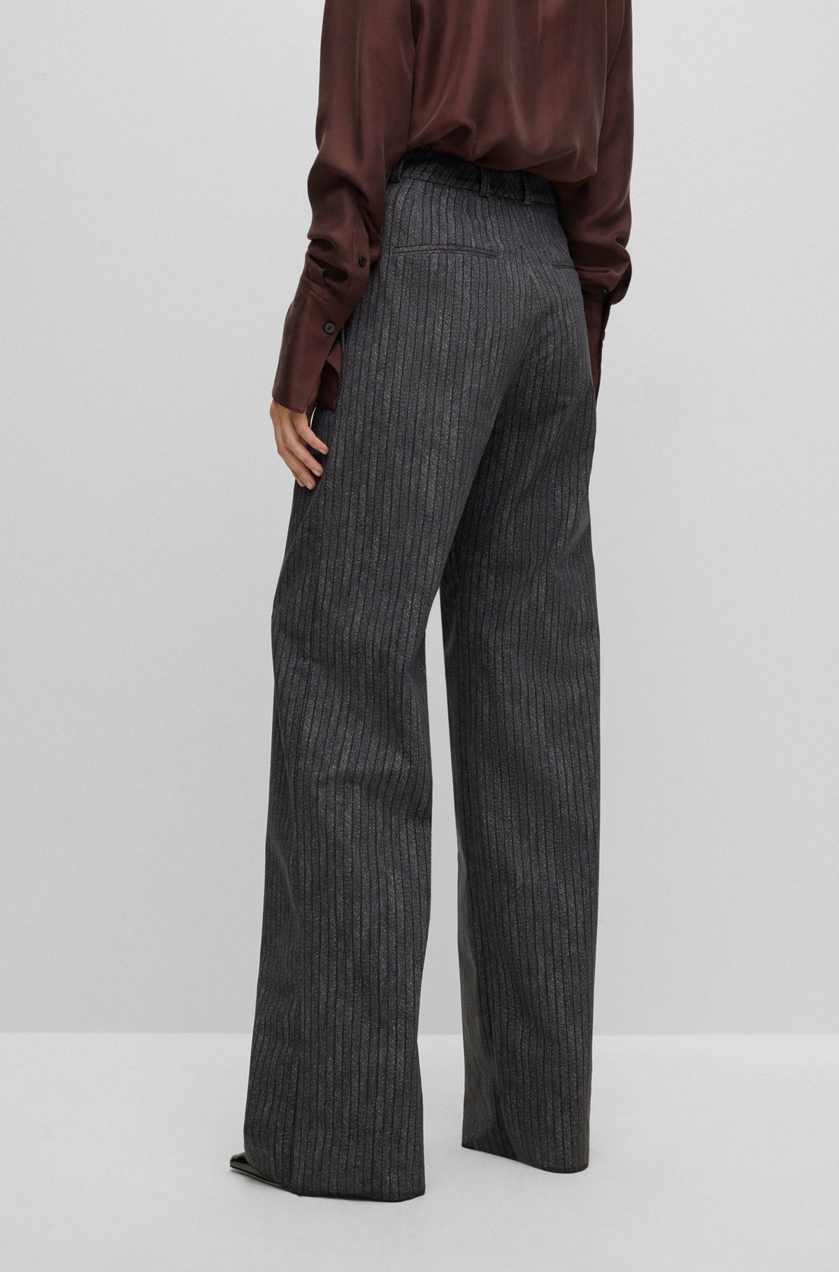 REGULAR-FIT, WIDE-LEG TROUSERS IN PINSTRIPED STRETCH JERSEY - 3