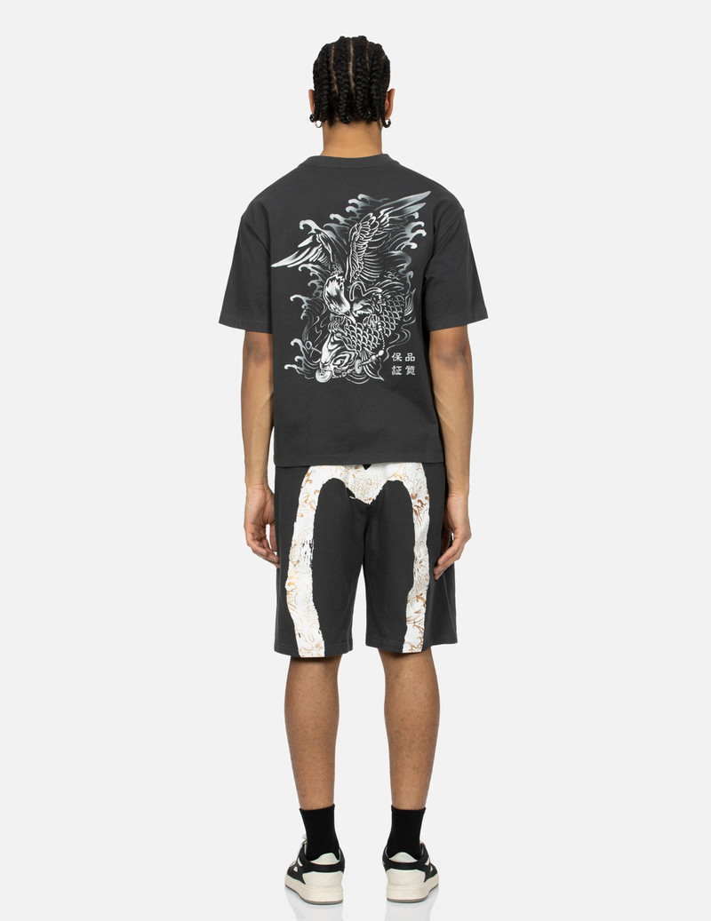 SEAGULL EMBROIDERY AND BRUSHSTROKE KOI SEAGULL DAICOCK PRINT RELAX FIT SWEAT SHORTS 5