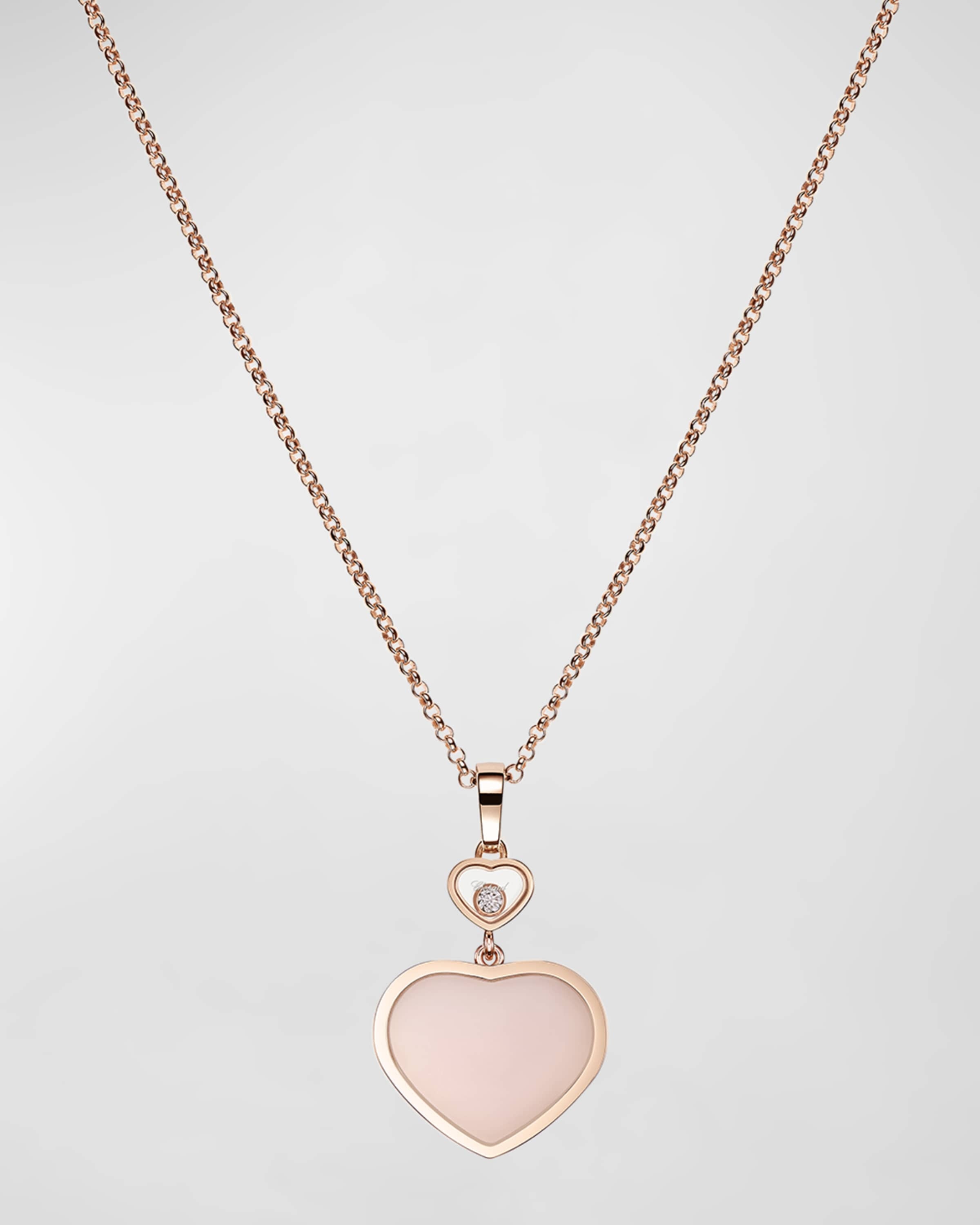 Happy Hearts 18K Rose Gold Pink Opal & Diamond Pendant Necklace - 1
