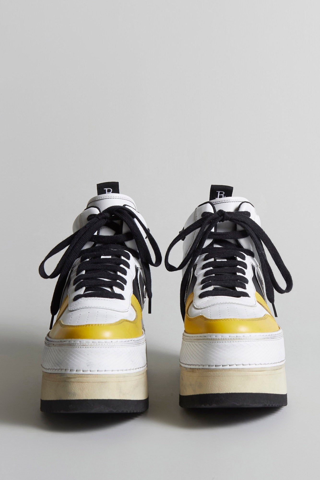 RIOT LEATHER HIGH TOP - SKATE WHITE & YELLOW - 3