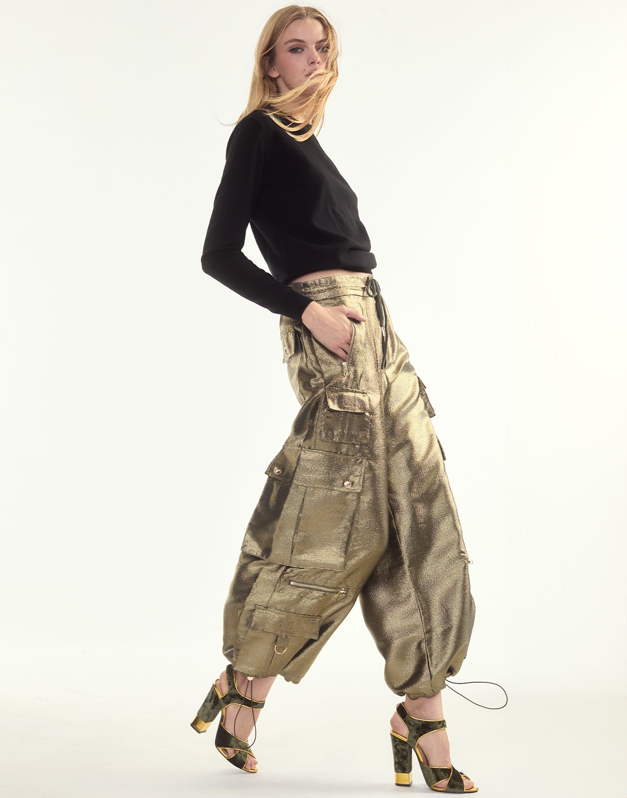 Metallic Cargo Pants - 4