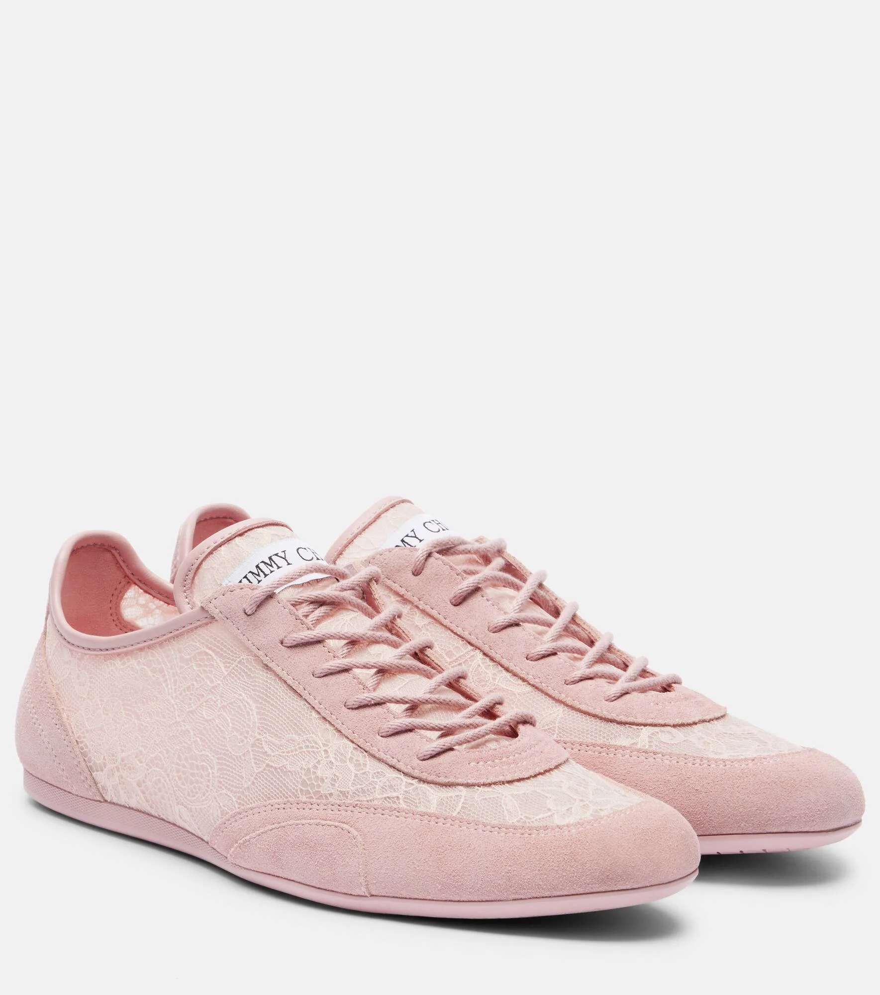 Sunny suede-trimmed lace sneakers - 1