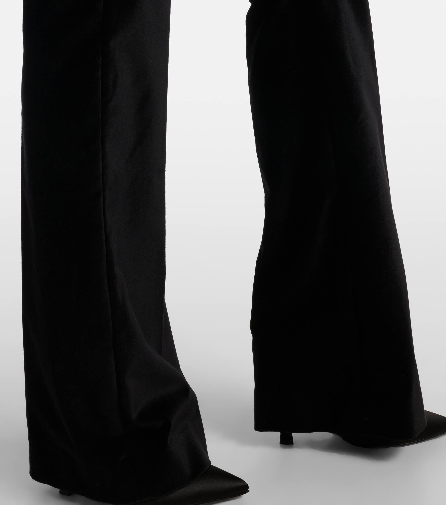 Roux cotton-blend velvet flared pants - 5