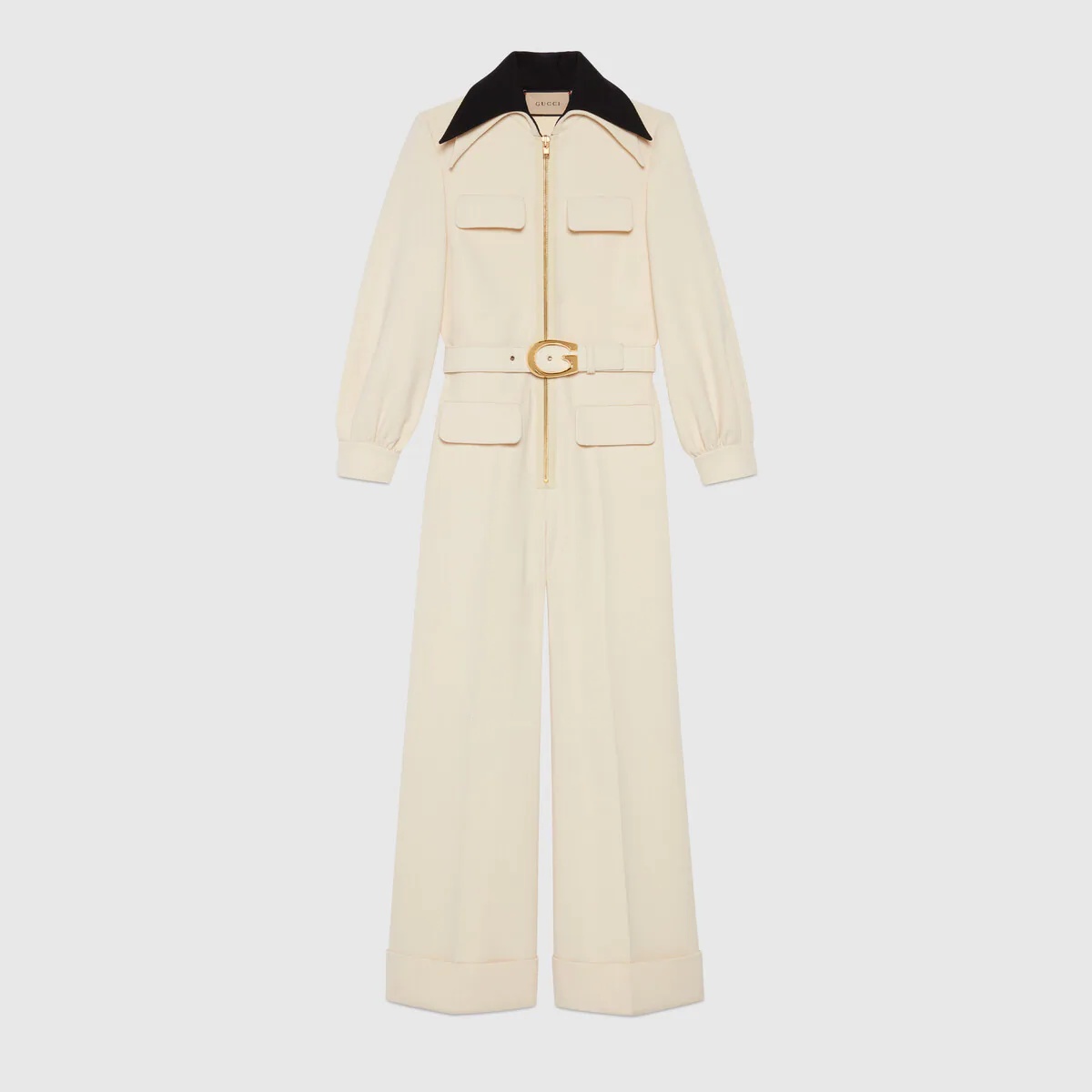 Belted wool crepe jumpsuit - 1