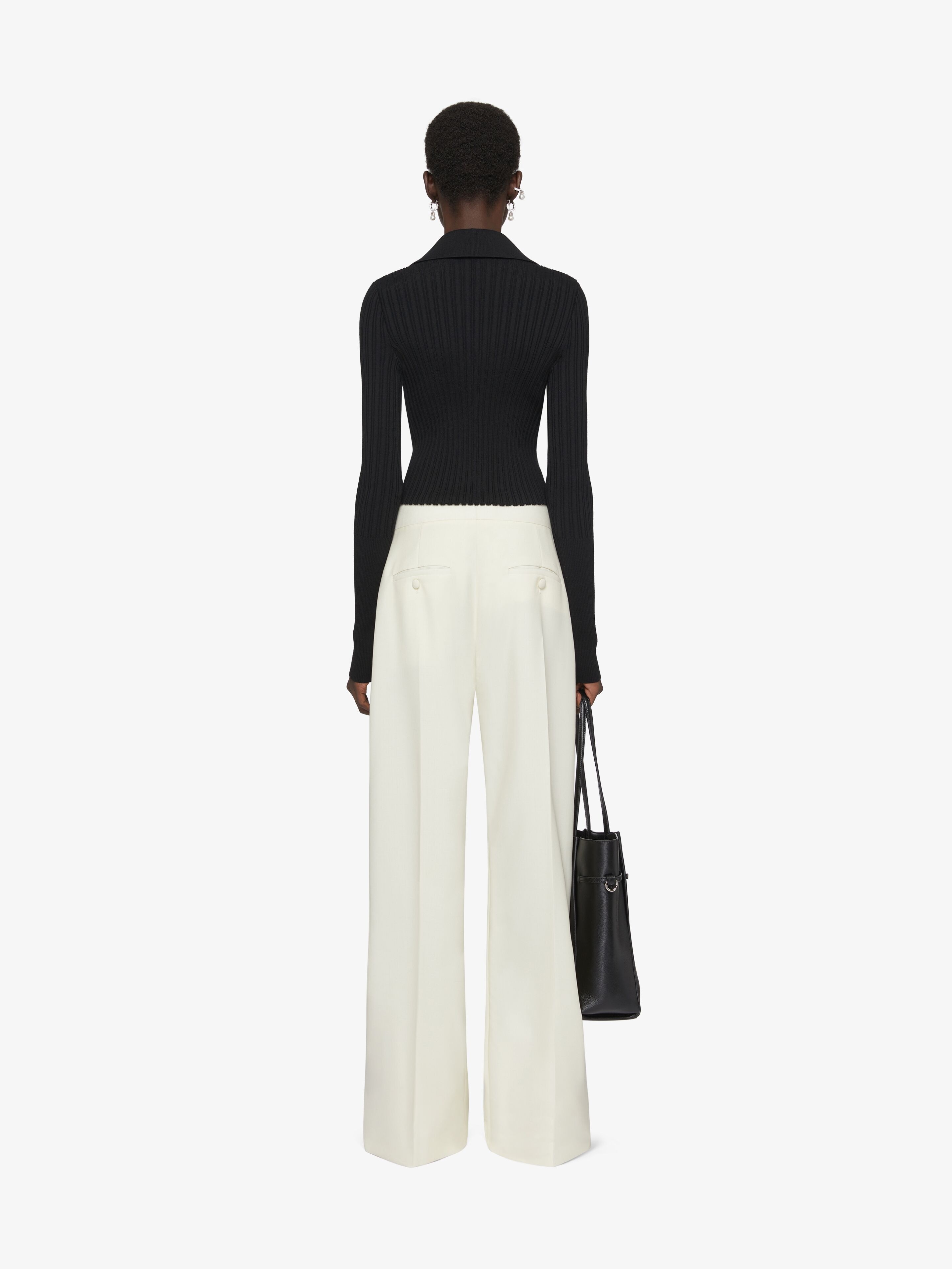 FLARE TAILORED PANTS IN WOOL AND MOHAIR - 4