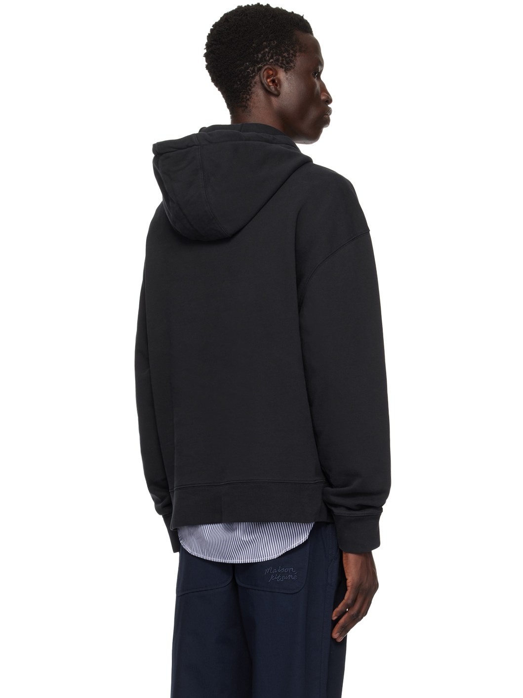 Black Bold Fox Head Hoodie - 3