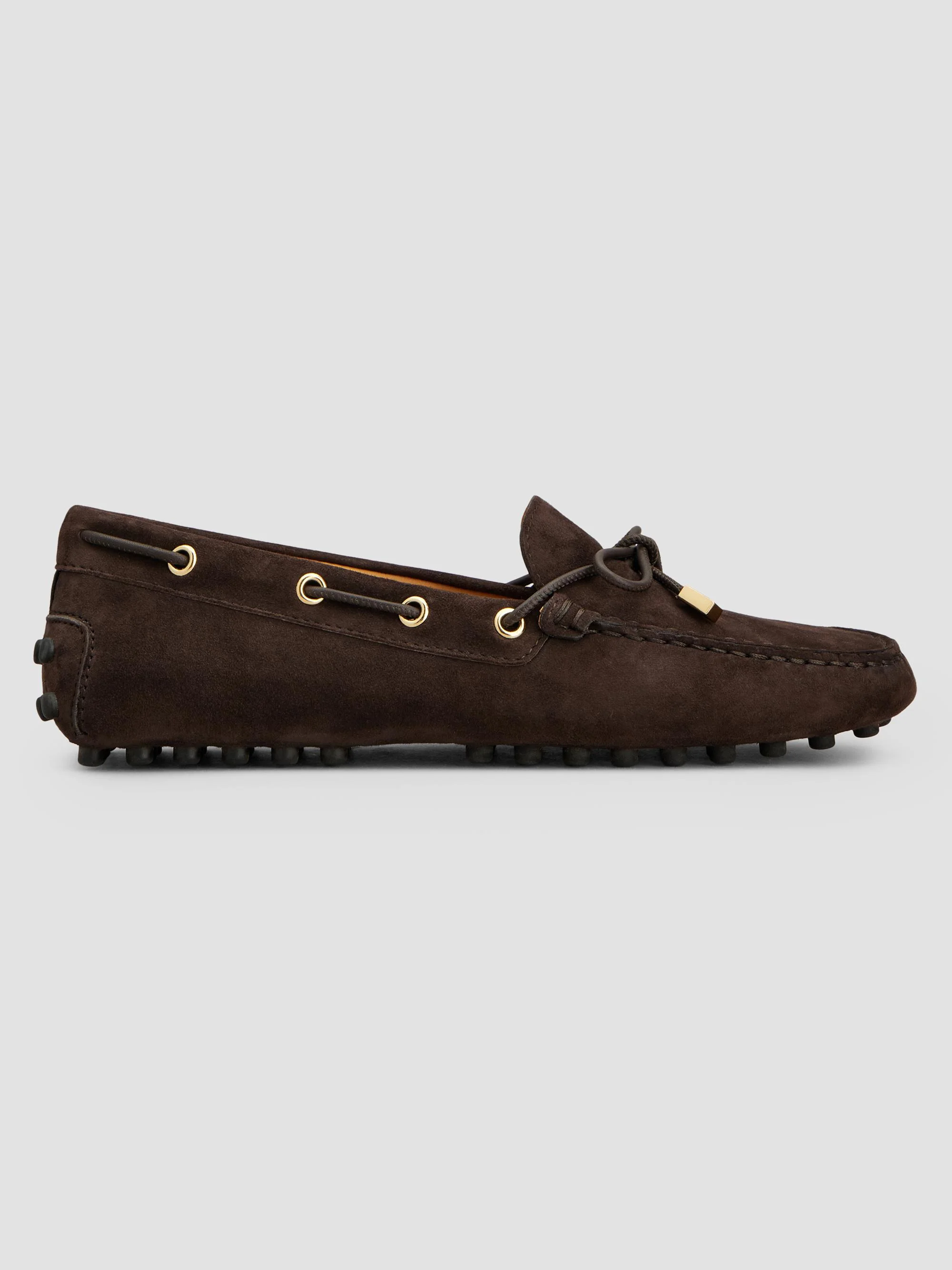 Women's Grommet Suede Driving Loafers - Palissandro - 1