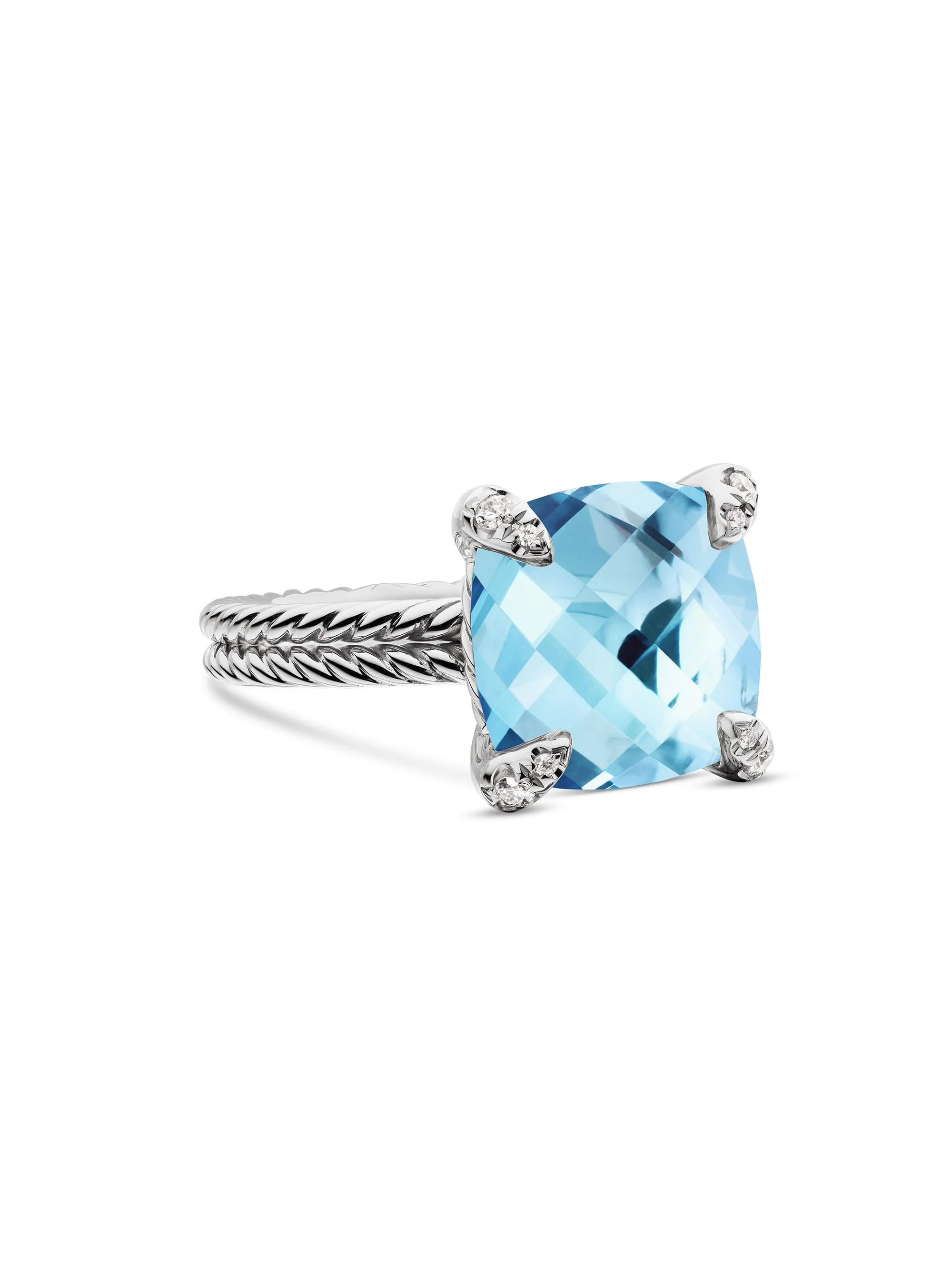 Women's Chatelaine Ring in Sterling Silver - Blue Topaz - 1