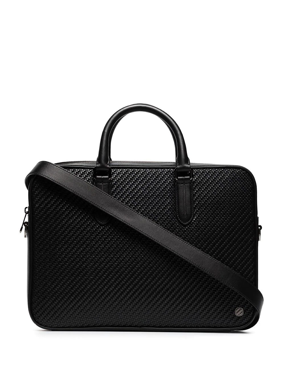 woven leather briefcase - 1