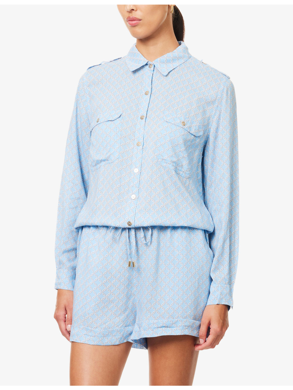 Floral-Print Long-Sleeves Woven Playsuit - 3