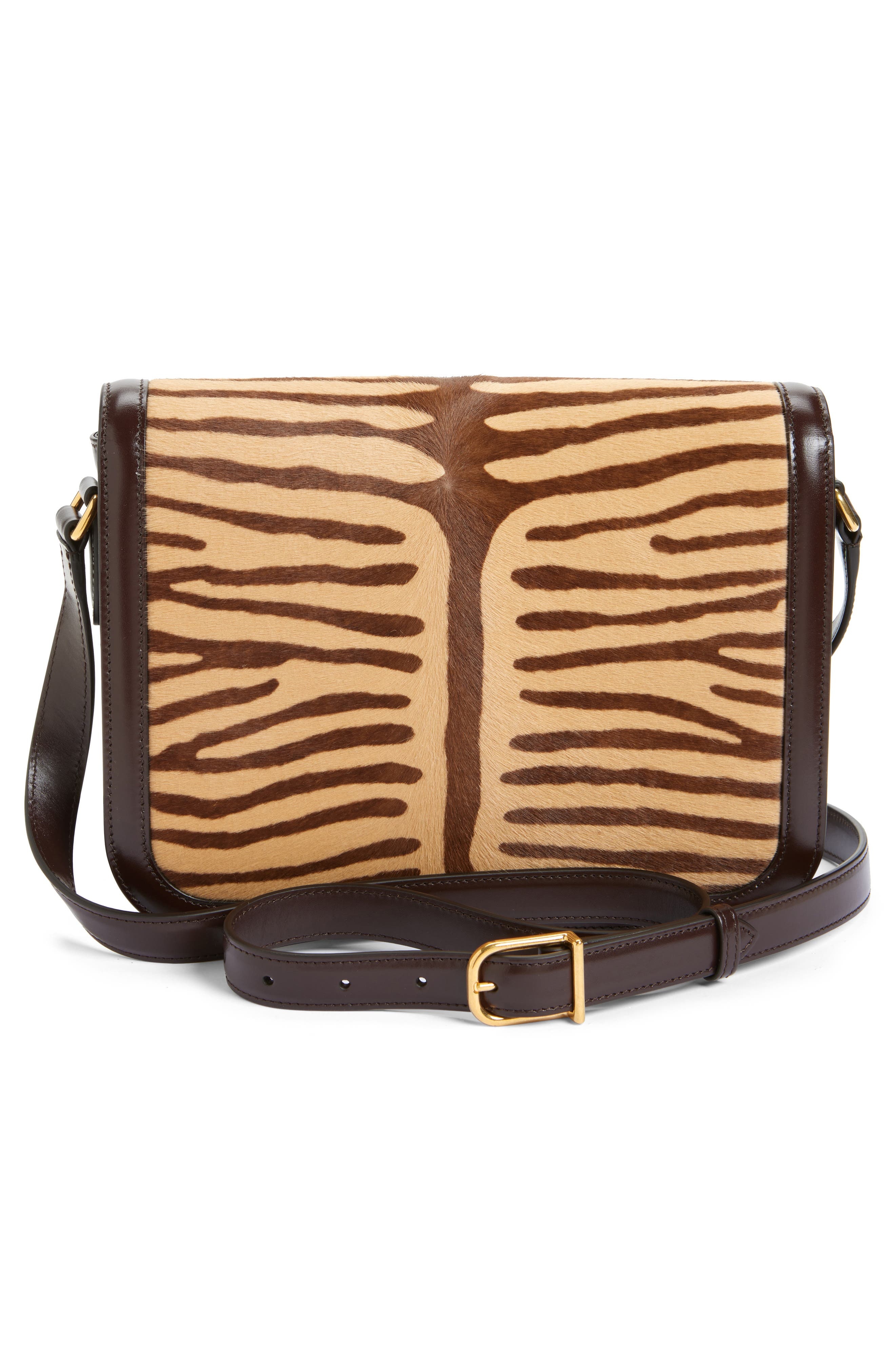 Valentino Garavani 9TO5 Genuine Calf Hair Shoulder Bag in Brown/Beige at Nordstrom - 4