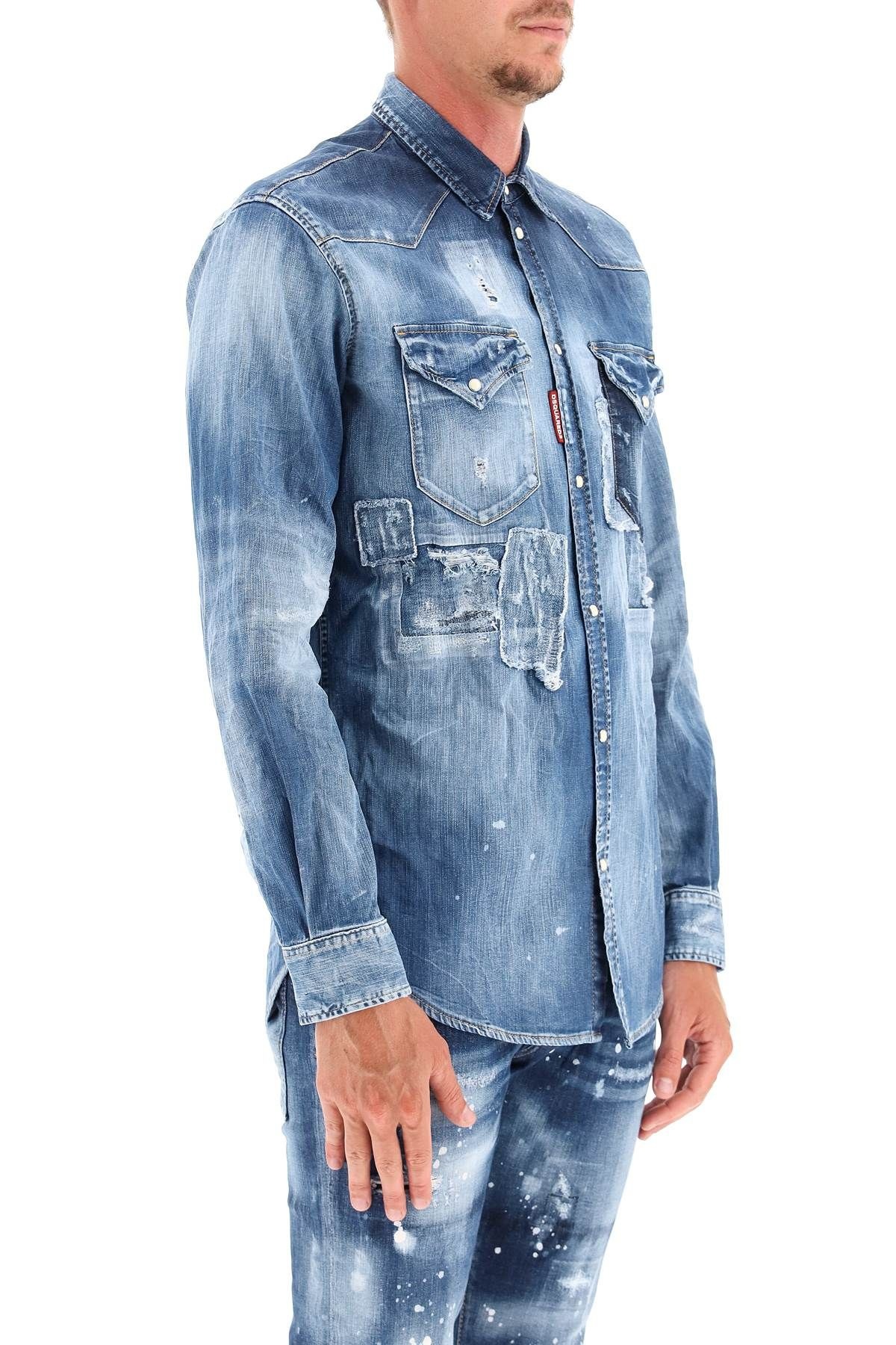 DESTROYED DENIM SHIRT - 3