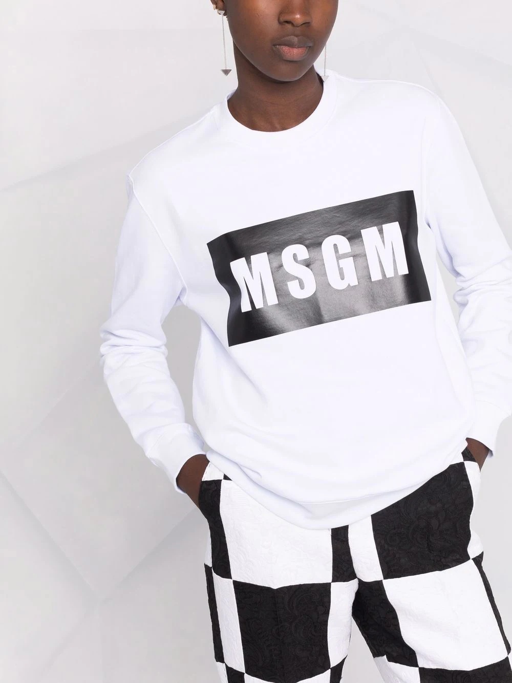 logo-print crew neck sweatshirt - 5