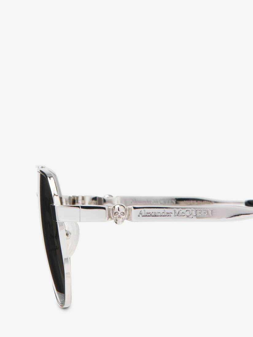 Men's Floating Skull Metal Caravan Sunglasses in Silver - 5