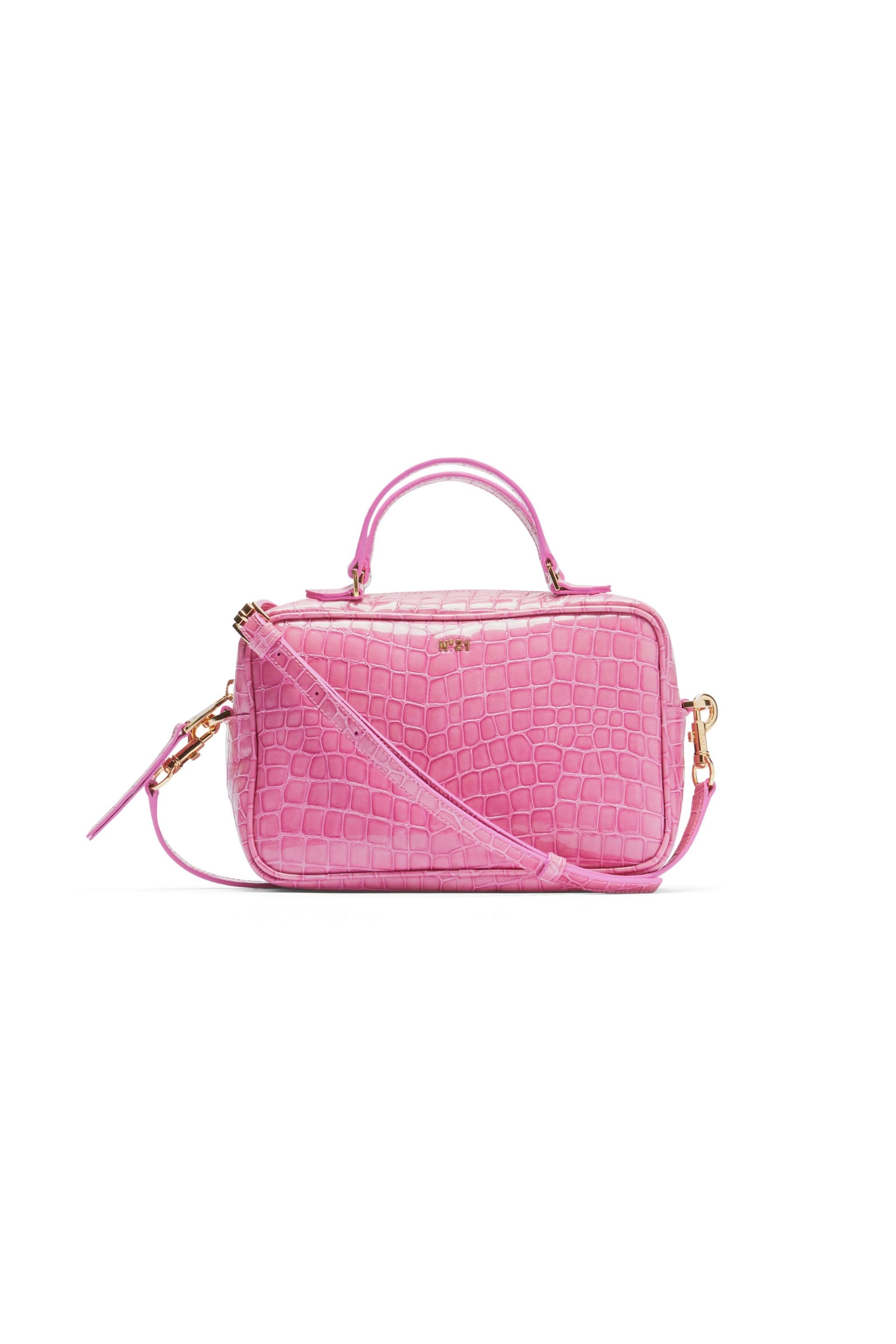 Mini Bauletto Croc-Effect Leather Shoulder Bag, N°21