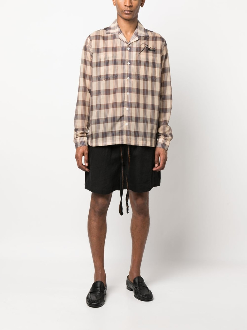 Rhude logo-embroidered checked shirt outlook