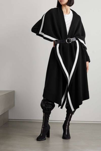 Alexander McQueen Ruffled striped wool coat outlook