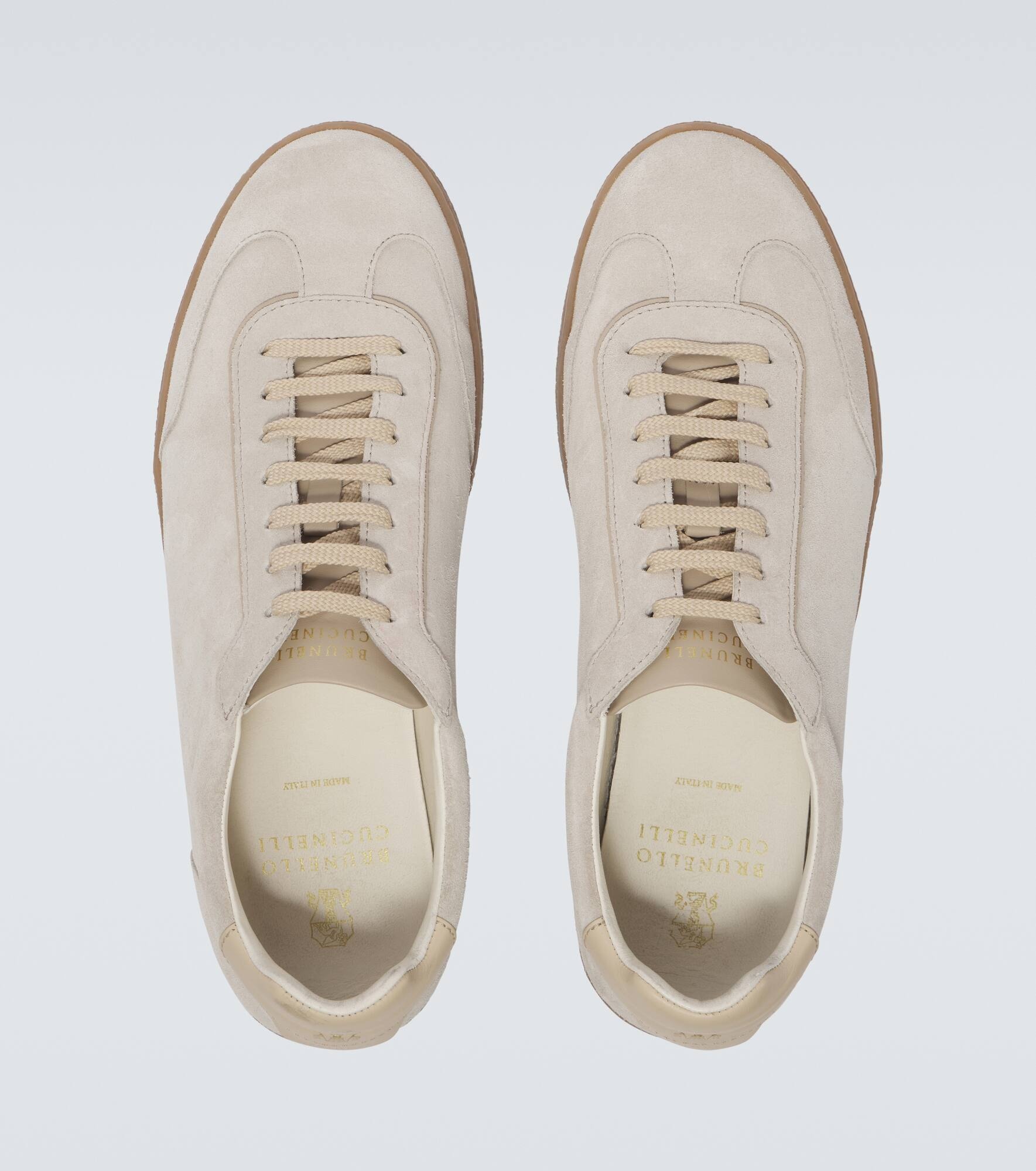 Leather-trimmed suede sneakers - 4