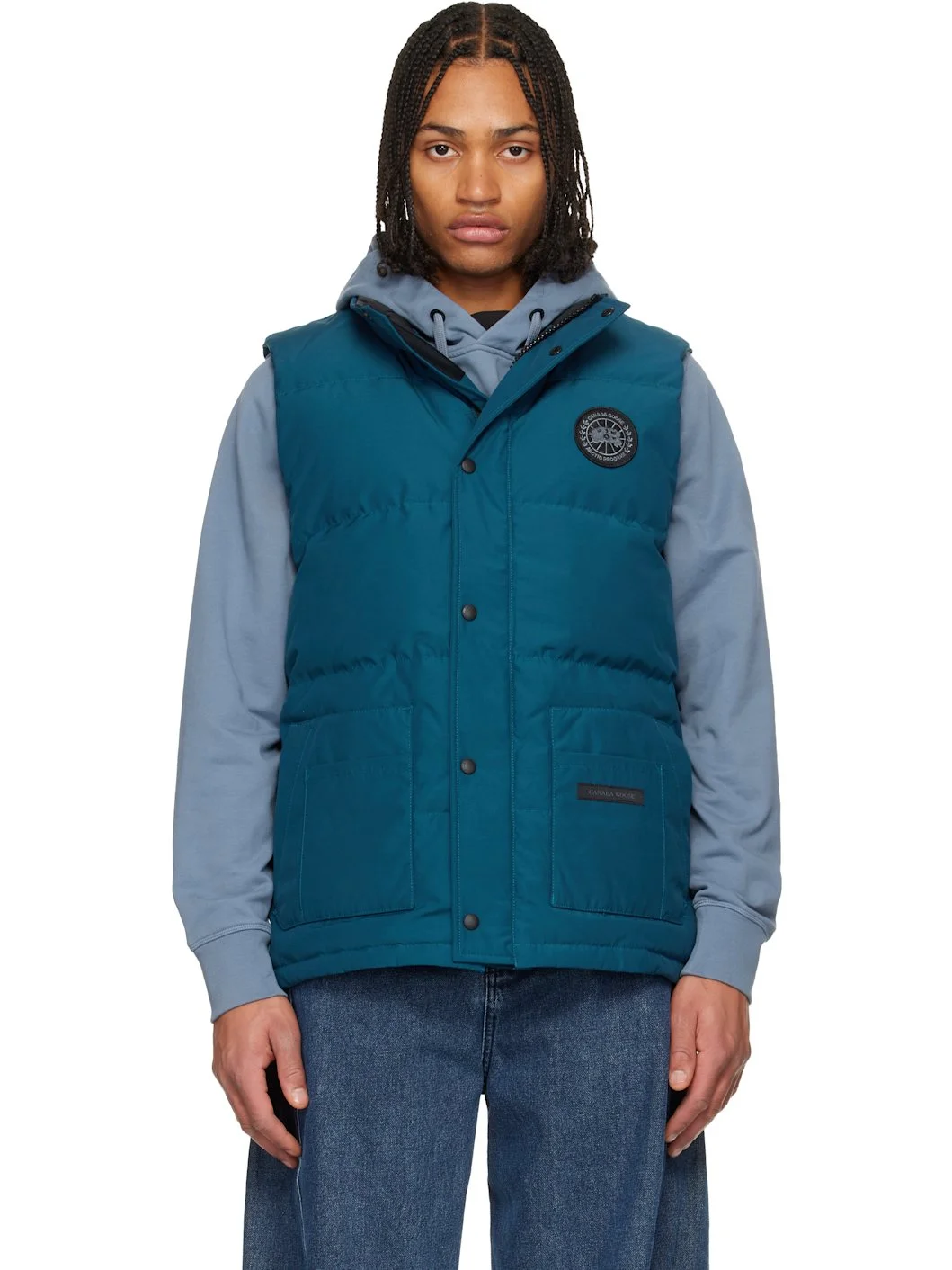 Blue 'Black Label' Freestyle Crew Down Vest - 1