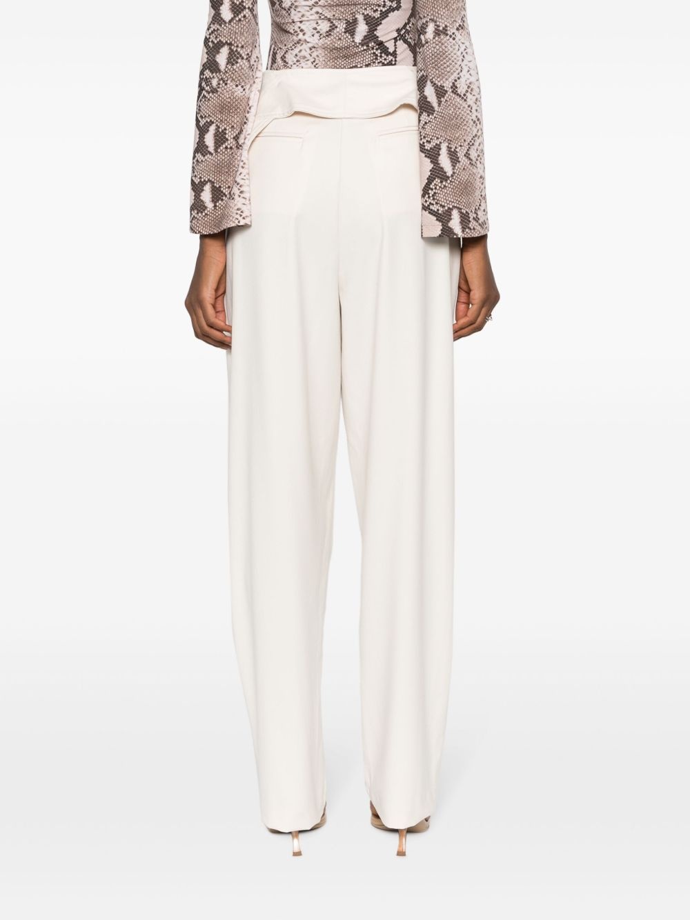 corset-detail straight-leg trousers - 4