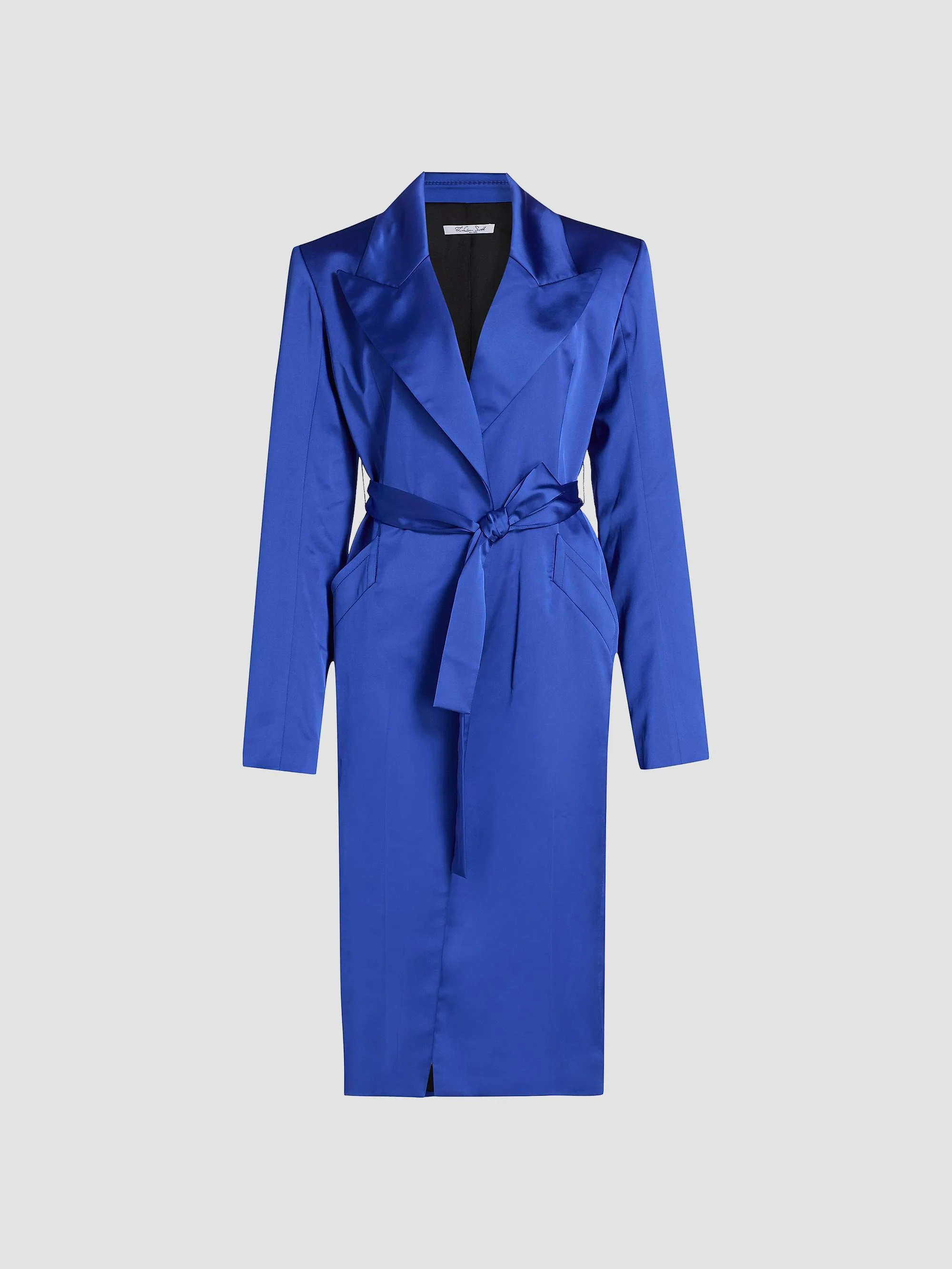 Women's Peak-Lapel Satin Evening Coat - Blue - 1