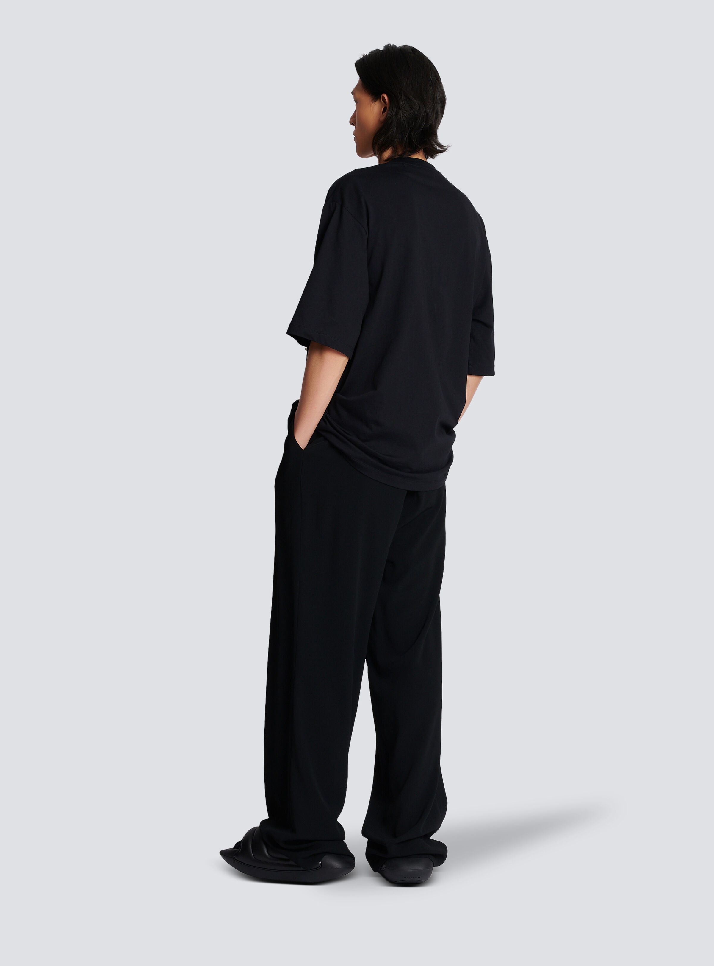 Embroidered cotton T-shirt with destroy stripes - 4