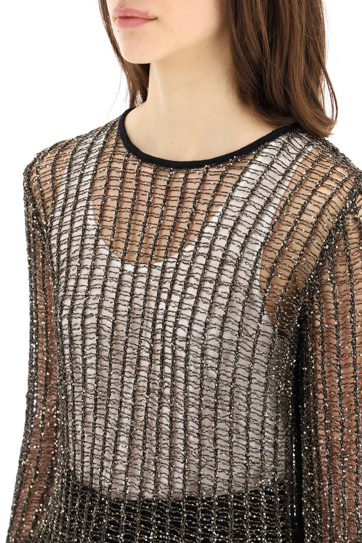 SEQUINED OPENWORK SWEATER - 5