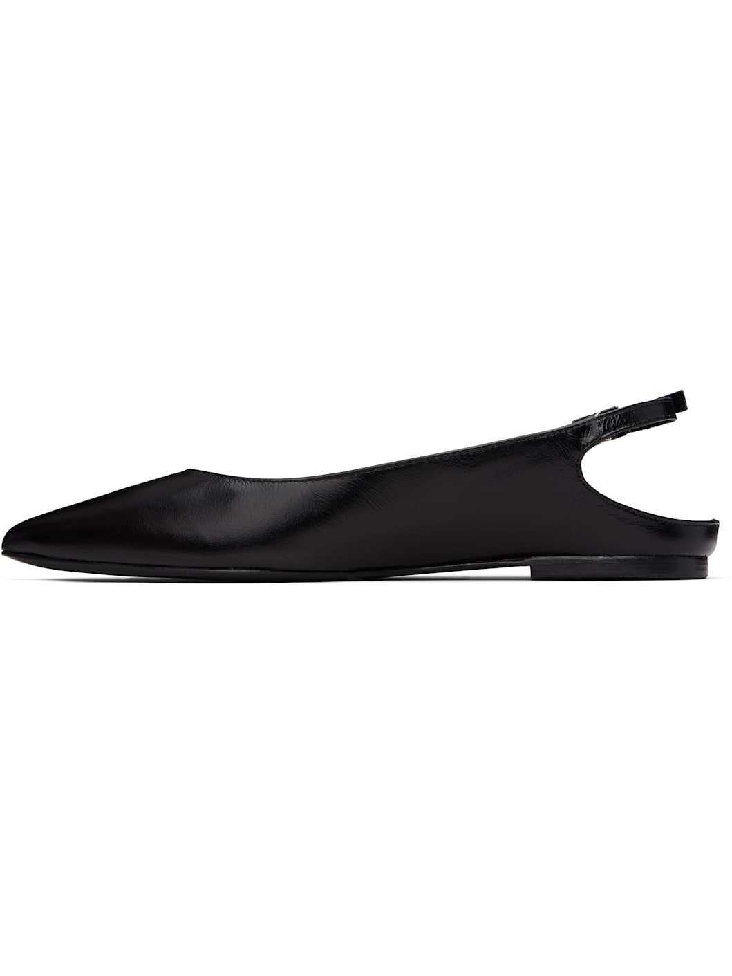 Black Koyna Creased Calf Leather Ballerina Flats - 3