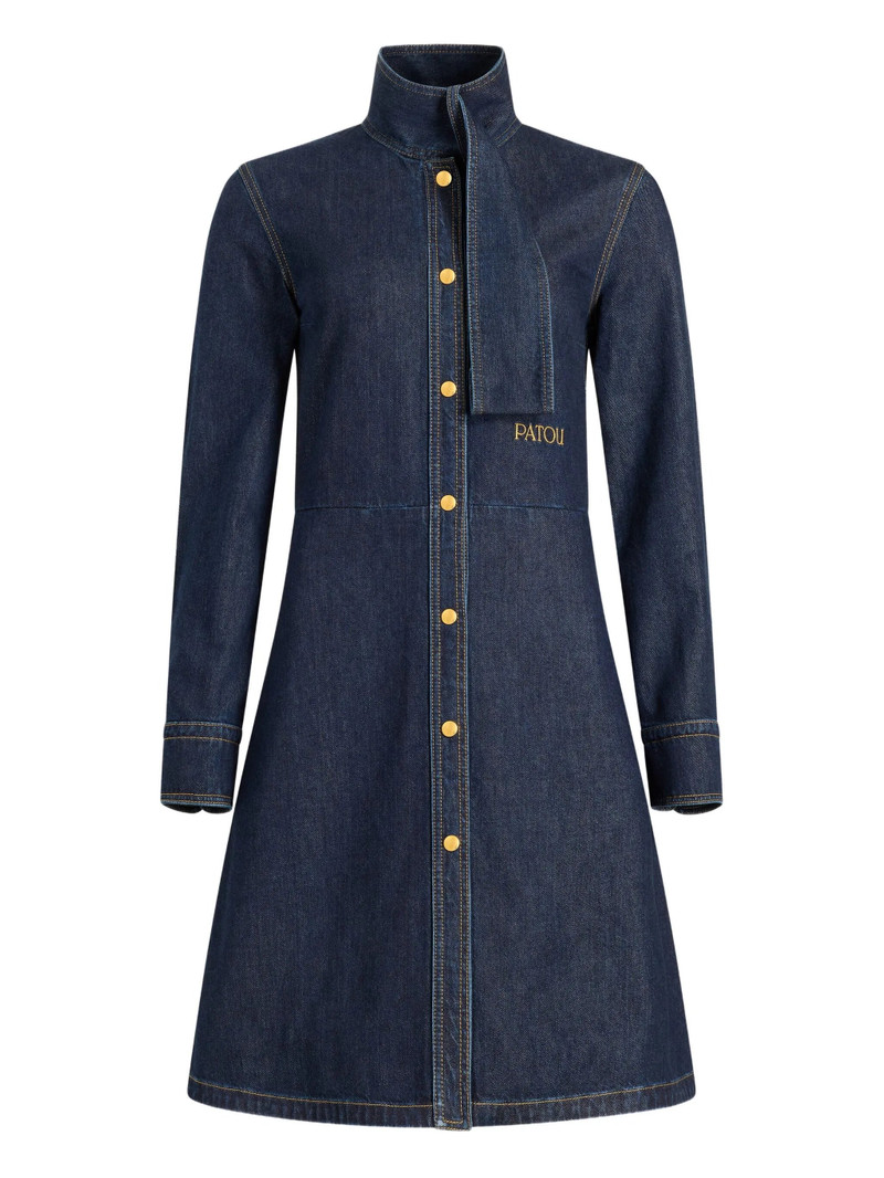 Patou Scarf-collar Denim Dress 1