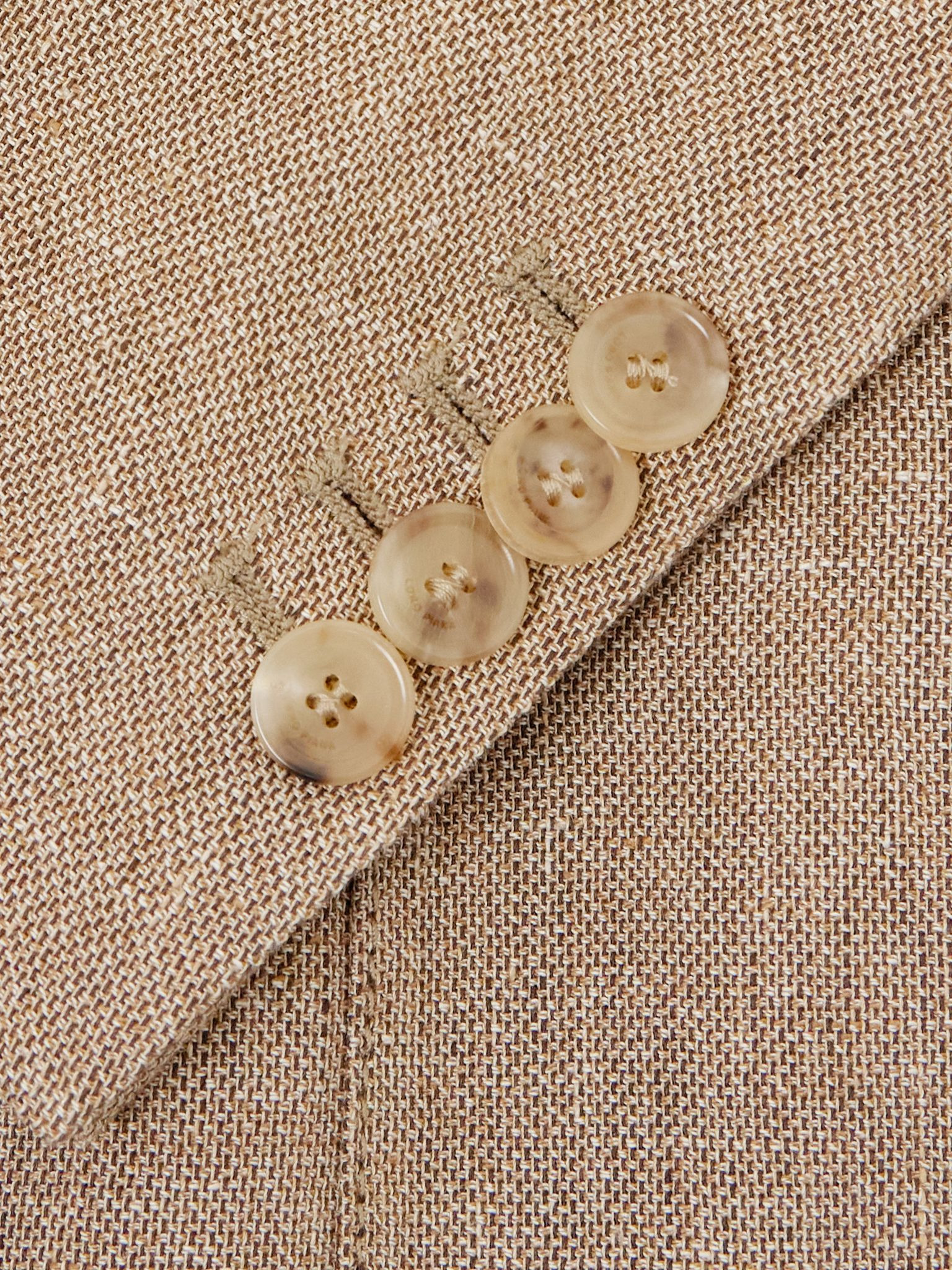 Double-breasted linen blazer Brown - 4