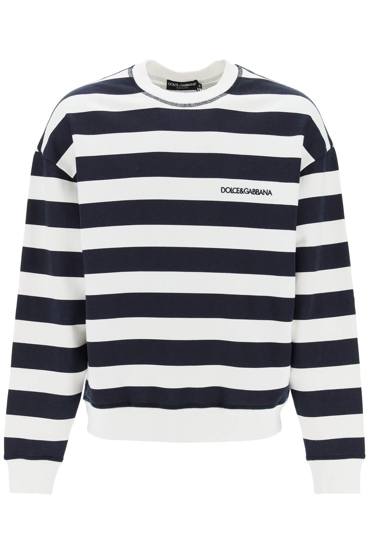 Dolce & Gabbana Striped Sweatshirt With Embroidered Logo - 1