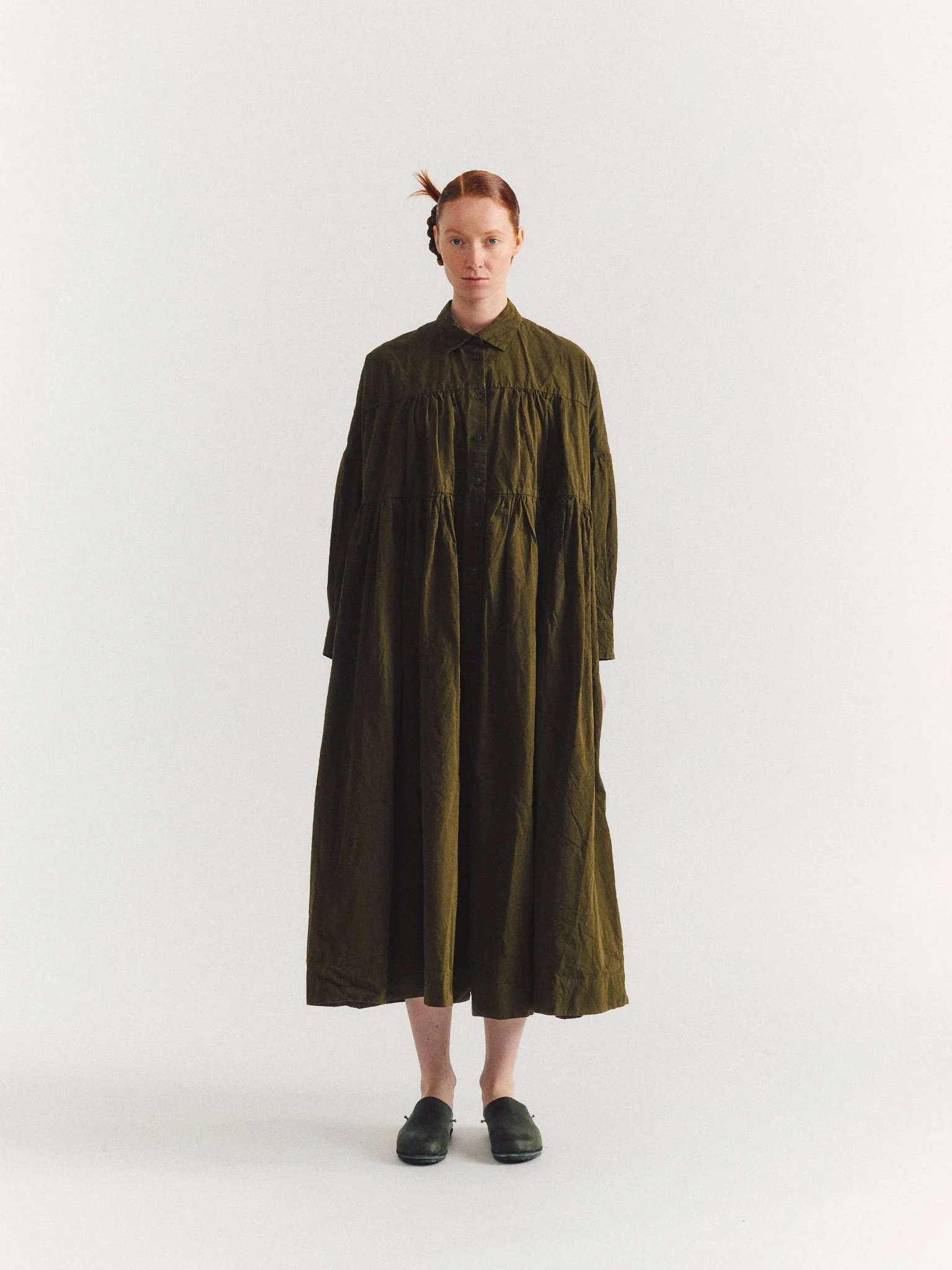 SQUARE LONG SLEEVE DRESS - PAPER COT - GREEN LAKE - 1